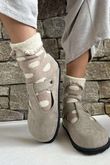 Laundry B Terry & Wool Luxury Socks Dotty Latte Stone